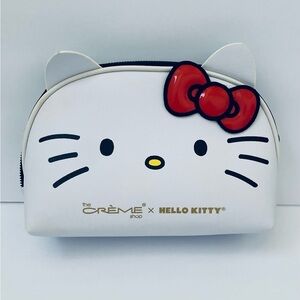 The Crème Shop × Hello Kitty White Faux  Leather Dome Makeup Bag